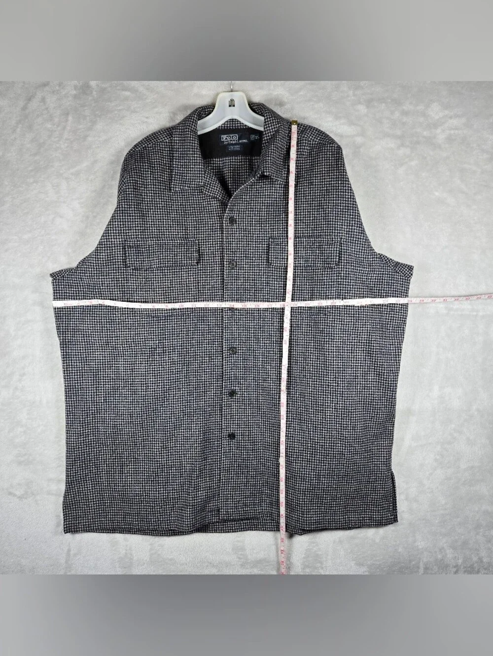 Polo Ralph Lauren Steward Loop Collar Wool Flannel Shacket Mens XL Blue Checker